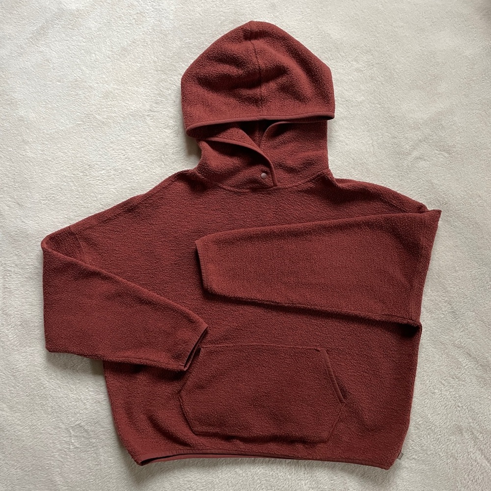 Roots Cropped Mauve/Brick Red Hooded Sweatshirt